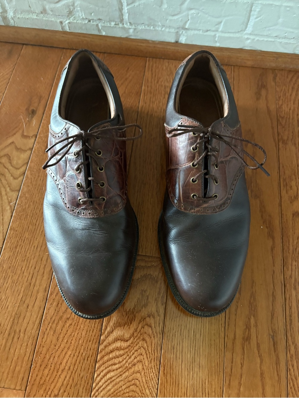Footjoy FJ ICON Mens Golf Shoes Brown Crocodile Saddle US Size 15 M 52236
